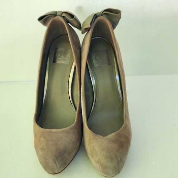 Dolce Vita Briar Suede Later Bow Taupe Hidden Platform Pumps Size 9 - Picture 4 of 6